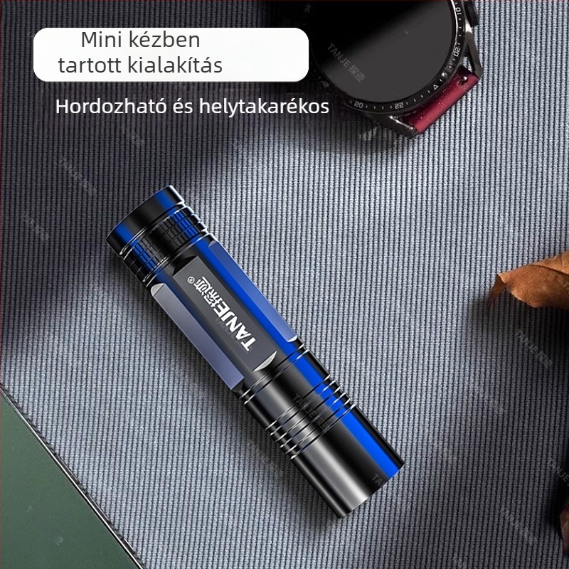 Töltőre képes nagy fényerősségű zseblámpa, alumíniumötvözet test, 15W LED, beépített nagy kapacitású lítium akkumulátor, Type-C töltés, 360° forgathatóság