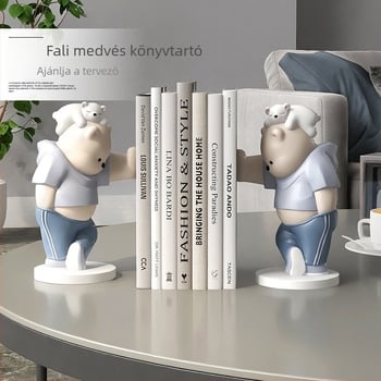 Gyógyító medve könyvállvány asztali dekor, gyanta, modell 202402204, 1 kg, 6 darabos készlet