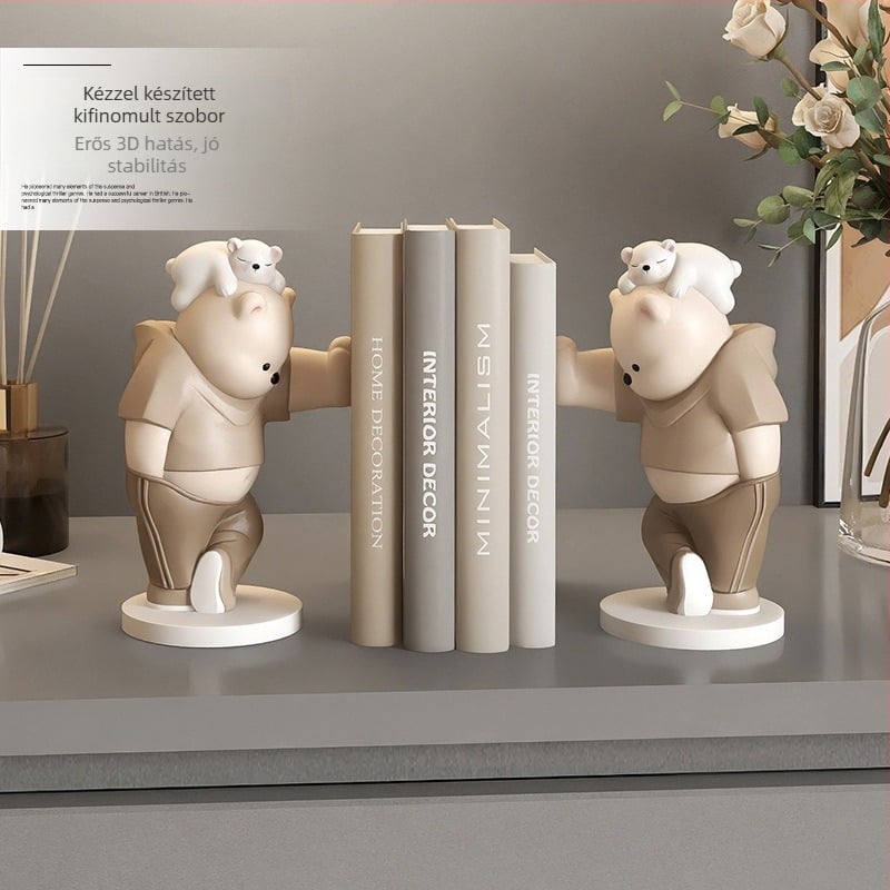 Gyógyító medve könyvállvány asztali dekor, gyanta, modell 202402204, 1 kg, 6 darabos készlet