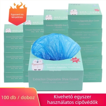 Egyszer használatos PE cipővédők, vízálló és porálló, vastagodott kialakítás, 100 db