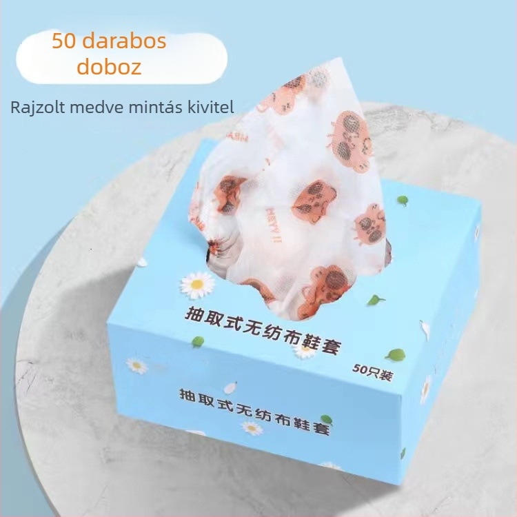 Egyszer használatos PE cipővédők, vízálló és porálló, vastagodott kialakítás, 100 db