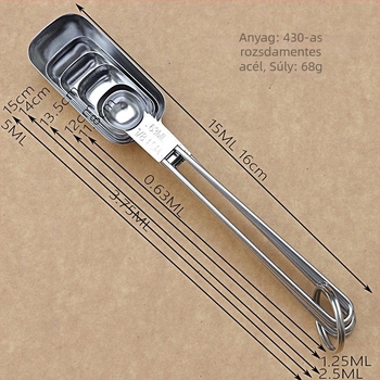 Big Eyes rozsdamentes acél mérőkanál készlet, 5 darabos sütőhöz