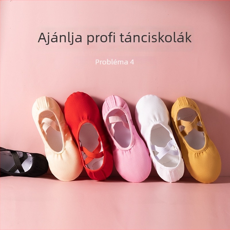 Gyerekeknek készült tánccipő - vászon felső rész, tehenbőr talp, lélegző, könnyű, balethez és modern tánchoz