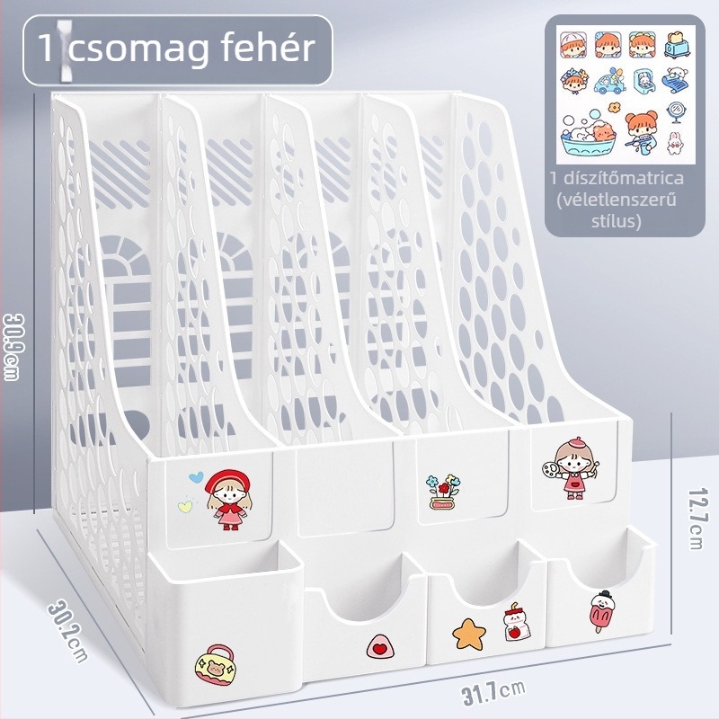 Négyoszlopos asztali fájlkeret, műanyag kivitelezés, modell 10036, márka Excellent, nettó súly 65 g