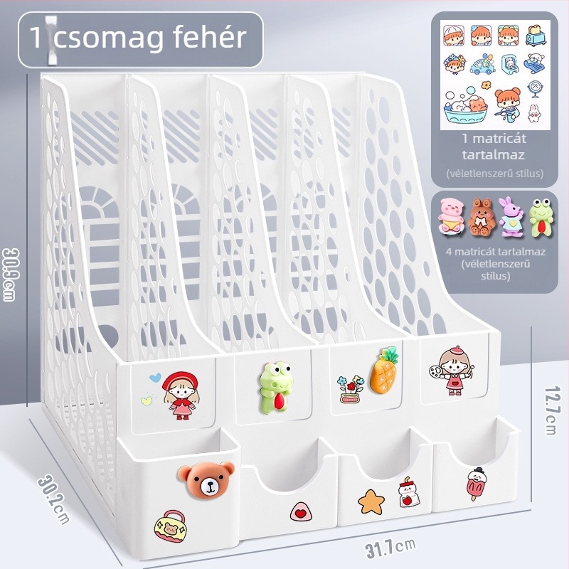 Négyoszlopos asztali fájlkeret, műanyag kivitelezés, modell 10036, márka Excellent, nettó súly 65 g
