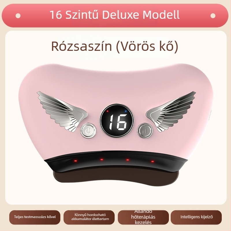 Elektromos gua sha arckezelő eszköz kőlemezzel, töltési típusú működés, gombos vezérlés, lépésmentes sebesség, 30–50°C hőmérséklet