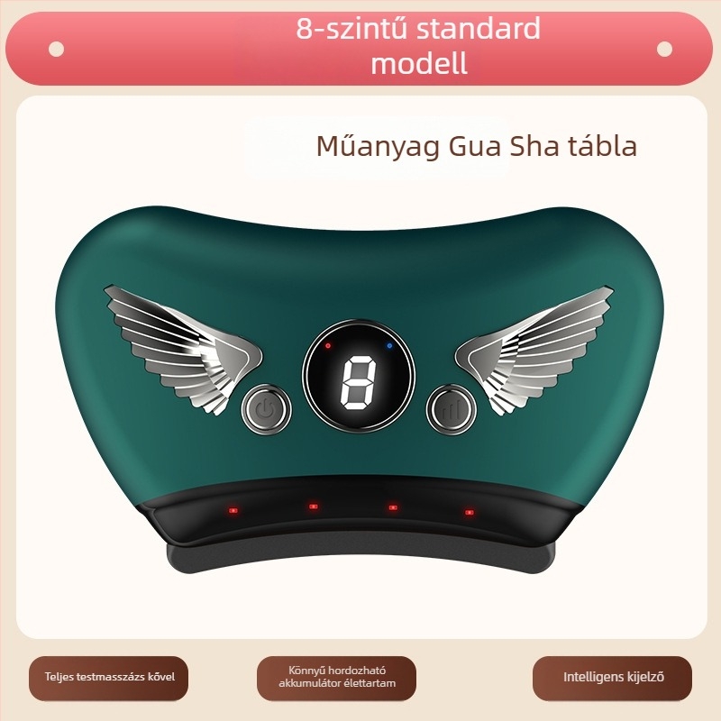 Elektromos gua sha arckezelő eszköz kőlemezzel, töltési típusú működés, gombos vezérlés, lépésmentes sebesség, 30–50°C hőmérséklet