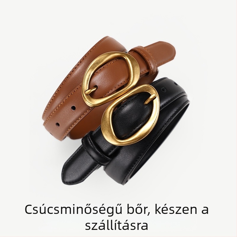 Női valódi bőr öv tűs csattal - Első réteg marhabőr, 2-4 cm szélesség
