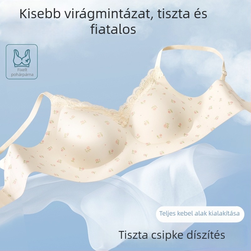 Pastorális virágmintás, varrás nélküli melltartó kerek kosarakkal, lágy támasztással és oldalsó formázással