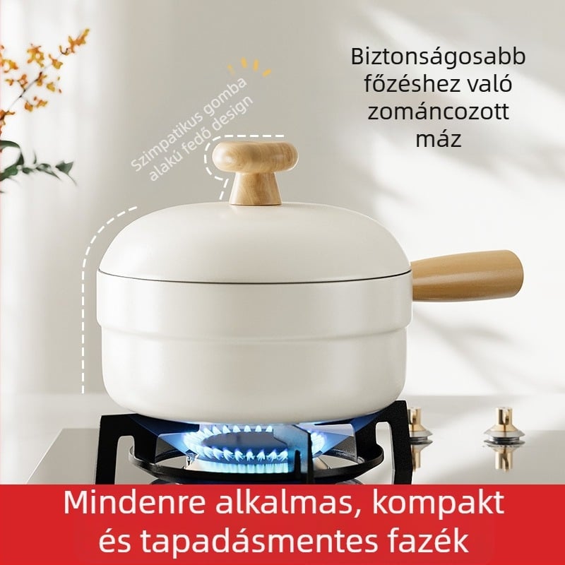 Tejfőző fazék zománcozott kerámiabevonattal, vas test, tapadásmentes, üvegfedél, mindent egyben leveses edény