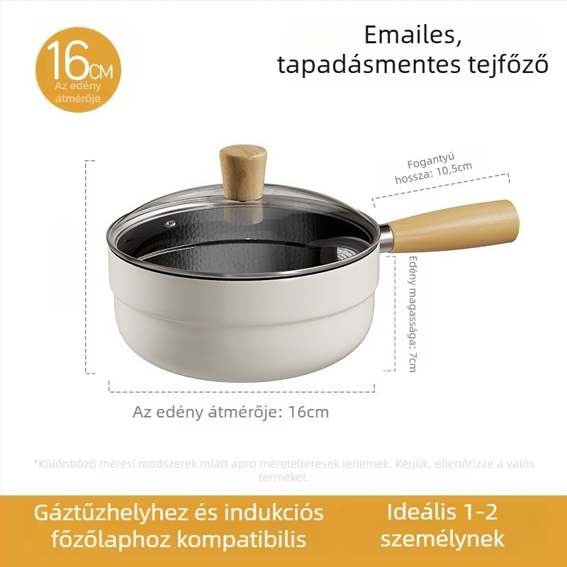 Tejfőző fazék zománcozott kerámiabevonattal, vas test, tapadásmentes, üvegfedél, mindent egyben leveses edény