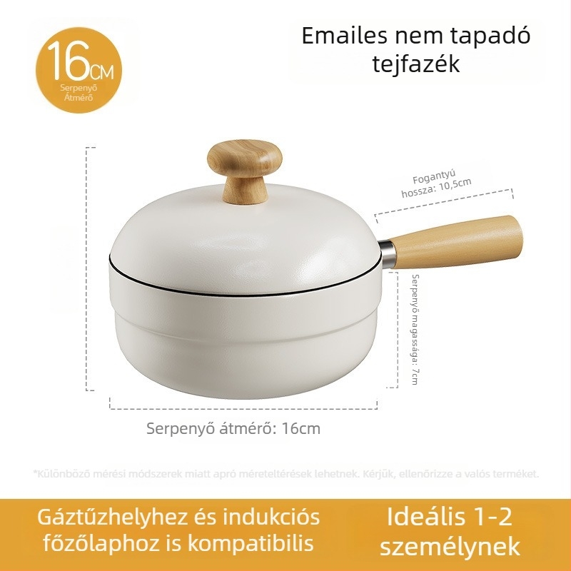 Tejfőző fazék zománcozott kerámiabevonattal, vas test, tapadásmentes, üvegfedél, mindent egyben leveses edény