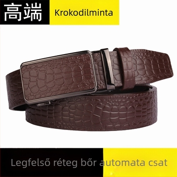 Férfi bőröv valódi bőrből krokodil mintával, automata csattal, szélesség 3,5 cm