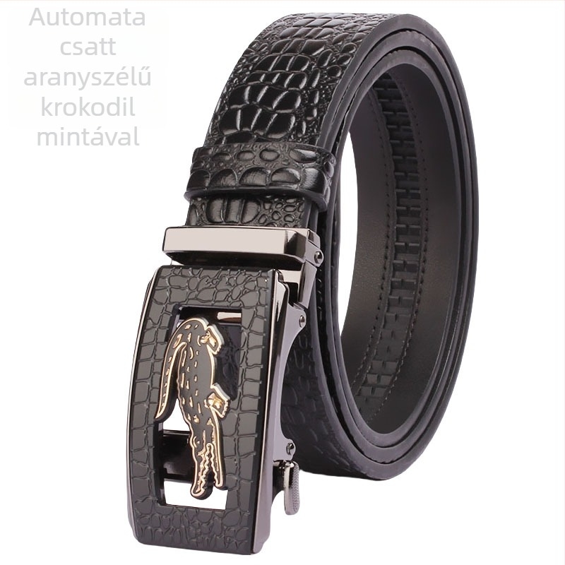 Férfi bőröv valódi bőrből krokodil mintával, automata csattal, szélesség 3,5 cm