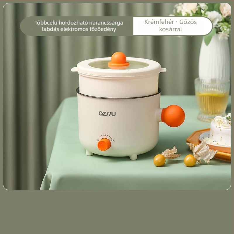 Elektromos főzőedény, modell DTM-ball, golyó alakú fogantyúval, kapacitás legfeljebb 2 L, 2–3 személy részére, fekete kerámia bevonatú belső, gombos vezérlés, szigetelés és gyors gőzölés