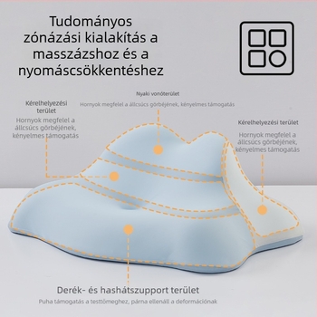 Ergonomikus alvópárna memóriahab bevonattal és latex szerkezetű, poliuretán töltet, testreszabható feldolgozás, közepes támasz, alkalmas nappalira, hálószobára, kollégiumra, szépségszalonra és irodára