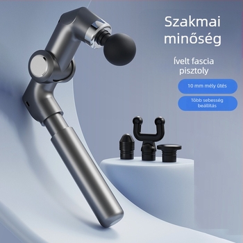 Feihao elektromos fascia masszírozó – összecsukható teleszkópos kivitel, 4 masszázsfej, szénkefe nélküli motor, 5+ fokozat, beépített akkumulátor 1200–2000 mAh, üzemidő 1–3 óra
