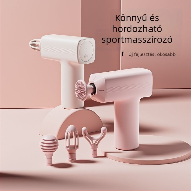 Fascia lazító masszírozó – Mini hordozható izommasszírozó, 4 fej, beépített akkumulátor, 3. fokozat, alacsony zajszint (<36 dB), üzemidő több mint 12 óra
