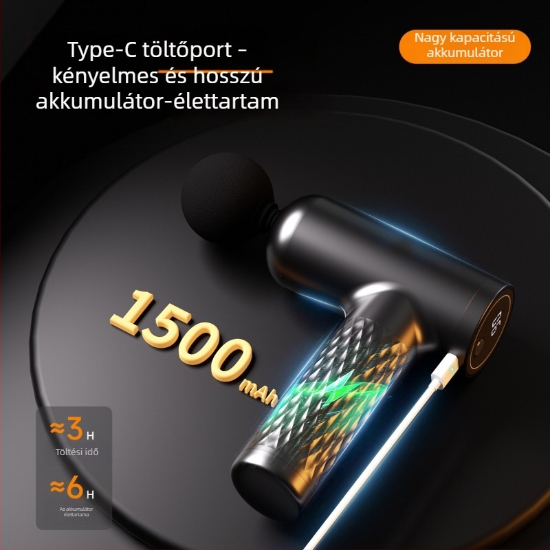 Professzionális mini hordozható fascia masszírozó kefés motorral, USB tápegység, 5+ fokozat, LCD kijelző, alacsony zaj