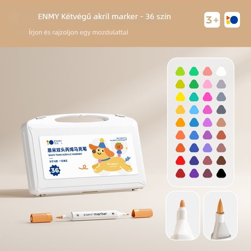 Enmi kétfejű akril marker gyerekeknek, vízálló, DIY akvarellhez alkalmas, alapcsomagolás