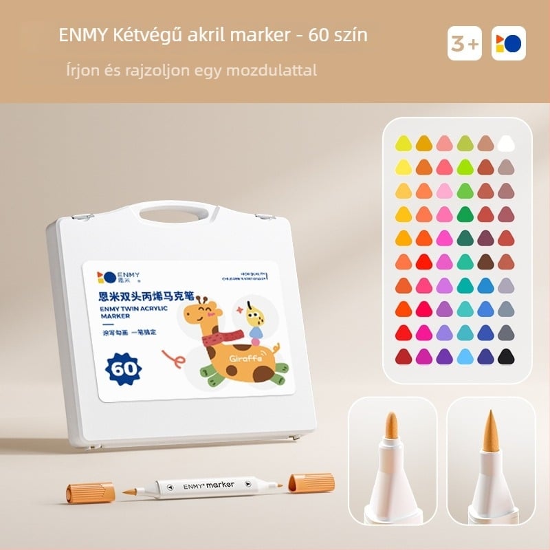 Enmi kétfejű akril marker gyerekeknek, vízálló, DIY akvarellhez alkalmas, alapcsomagolás