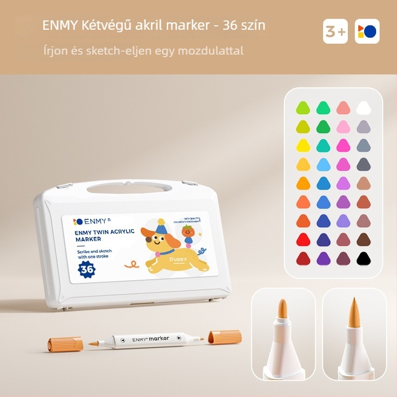 Enmi kétfejű akril marker gyerekeknek, vízálló, DIY akvarellhez alkalmas, alapcsomagolás