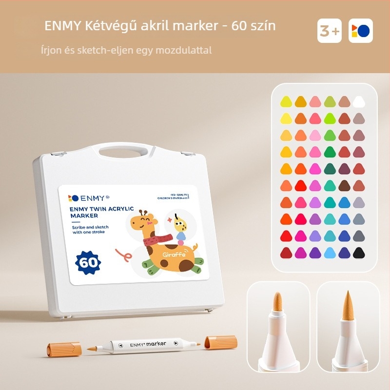 Enmi kétfejű akril marker gyerekeknek, vízálló, DIY akvarellhez alkalmas, alapcsomagolás