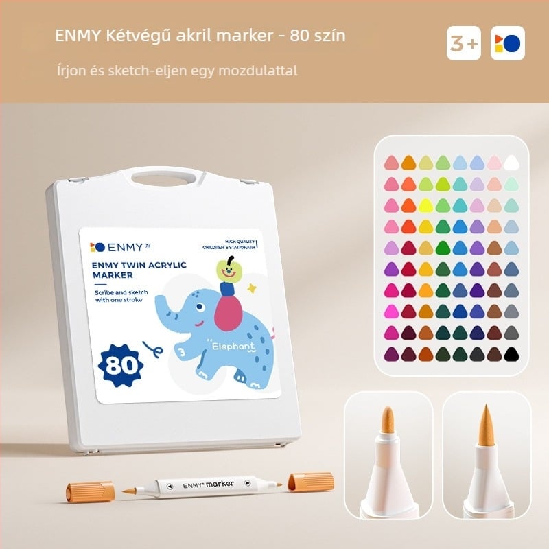 Enmi kétfejű akril marker gyerekeknek, vízálló, DIY akvarellhez alkalmas, alapcsomagolás