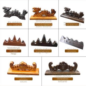 Hegyi tolltartó – ötujjas dizájn, mahagóni és katalpafa, Weizhuang, modell Mahogany Pen Mountain