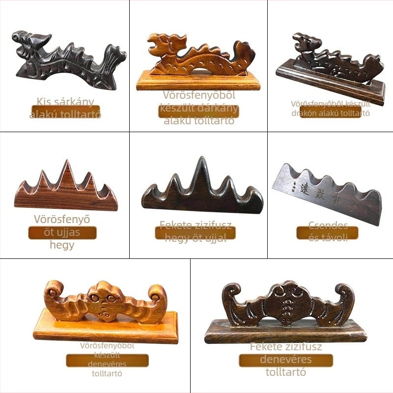 Hegyi tolltartó – ötujjas dizájn, mahagóni és katalpafa, Weizhuang, modell Mahogany Pen Mountain