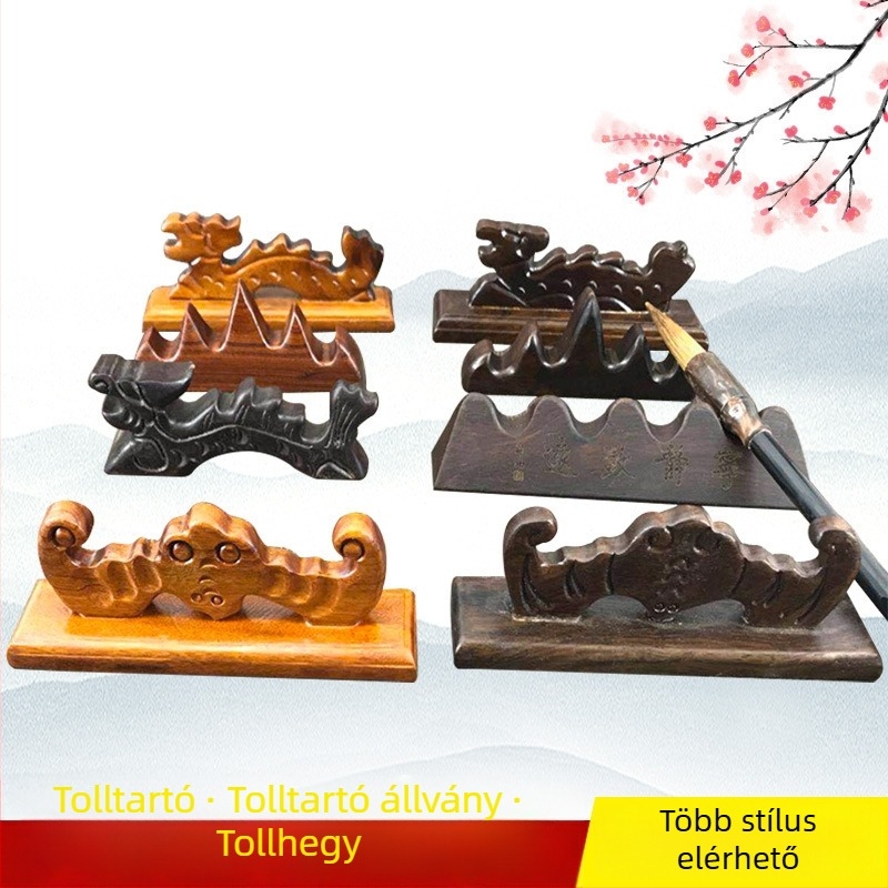 Hegyi tolltartó – ötujjas dizájn, mahagóni és katalpafa, Weizhuang, modell Mahogany Pen Mountain