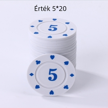 Mahjong és kártyajátékokhoz chipkészlet, Texas Hold'em – 38 mm, PP anyag, kétoldalas vastított chipek, kopásálló, teljes készlet