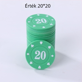 Mahjong és kártyajátékokhoz chipkészlet, Texas Hold'em – 38 mm, PP anyag, kétoldalas vastított chipek, kopásálló, teljes készlet