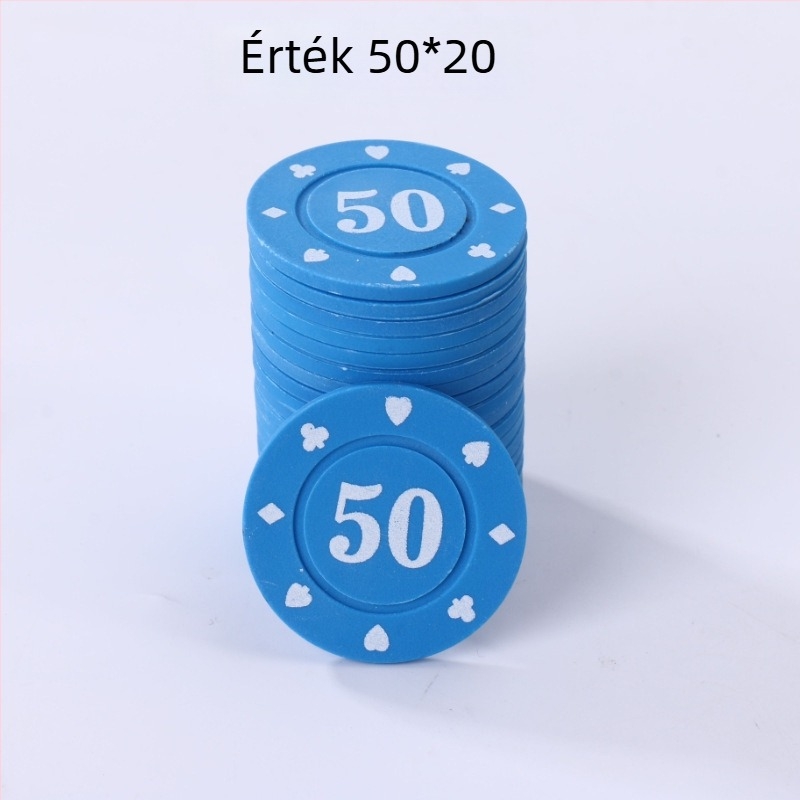 Mahjong és kártyajátékokhoz chipkészlet, Texas Hold'em – 38 mm, PP anyag, kétoldalas vastított chipek, kopásálló, teljes készlet