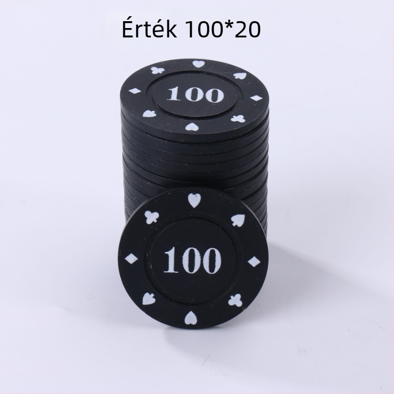 Mahjong és kártyajátékokhoz chipkészlet, Texas Hold'em – 38 mm, PP anyag, kétoldalas vastított chipek, kopásálló, teljes készlet
