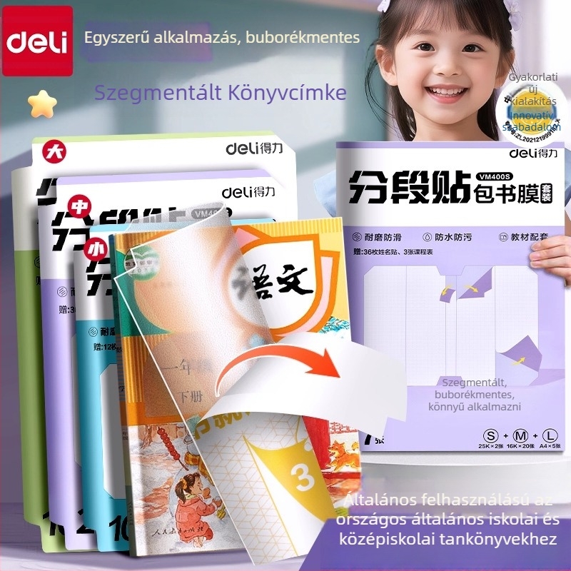 Deli könyvborító – szegmentált, öntapadó, átlátszó matt, vízálló, CPP anyag