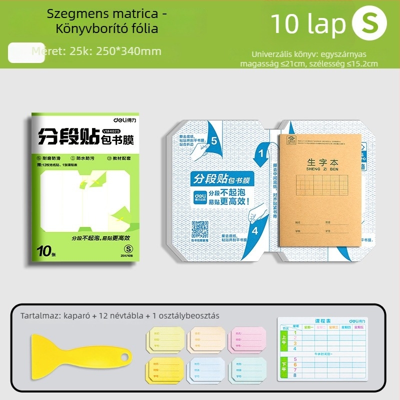Deli könyvborító – szegmentált, öntapadó, átlátszó matt, vízálló, CPP anyag