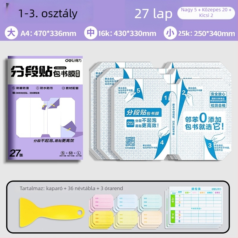 Deli könyvborító – szegmentált, öntapadó, átlátszó matt, vízálló, CPP anyag