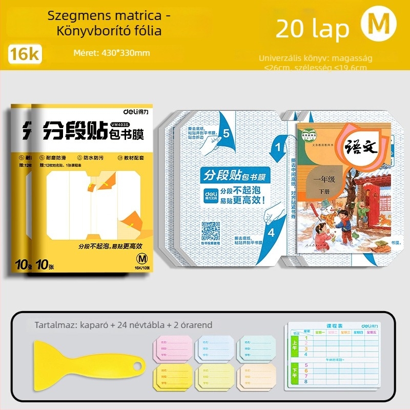 Deli könyvborító – szegmentált, öntapadó, átlátszó matt, vízálló, CPP anyag