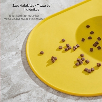 Macska szilikon etető alátét — vízálló, szivárgásmentes, csúszásmentes, ovális alakú