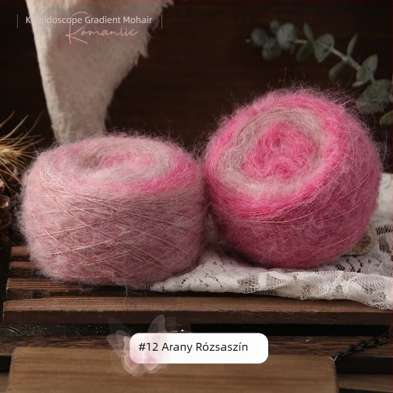 Kézzel kötésre való fonal sálakhoz és ruházathoz — Kaleidoscope Gradient Mohair, kevert fonal, gyűrűs fonás, csoportos fonal