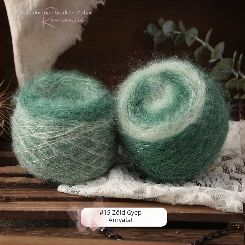 Kézzel kötésre való fonal sálakhoz és ruházathoz — Kaleidoscope Gradient Mohair, kevert fonal, gyűrűs fonás, csoportos fonal