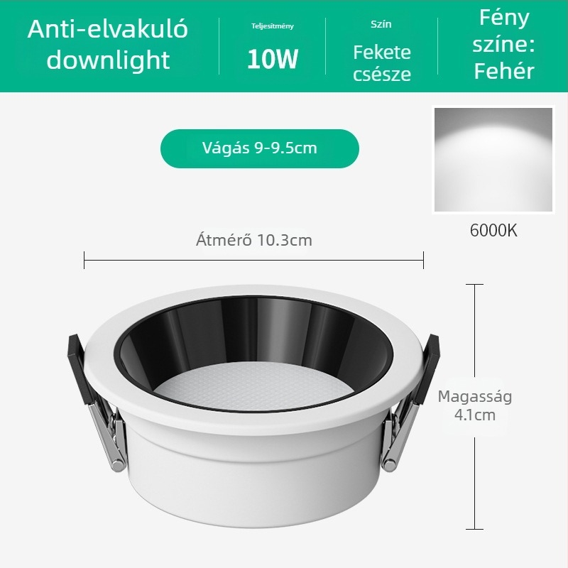 Ultra vékony LED mennyezeti downlight ruházati üzletekhez, nagy teljesítményű anti-glare mély kupol kivitel, 220V, 6000K, alumínium ház, 20000 óra élettartam