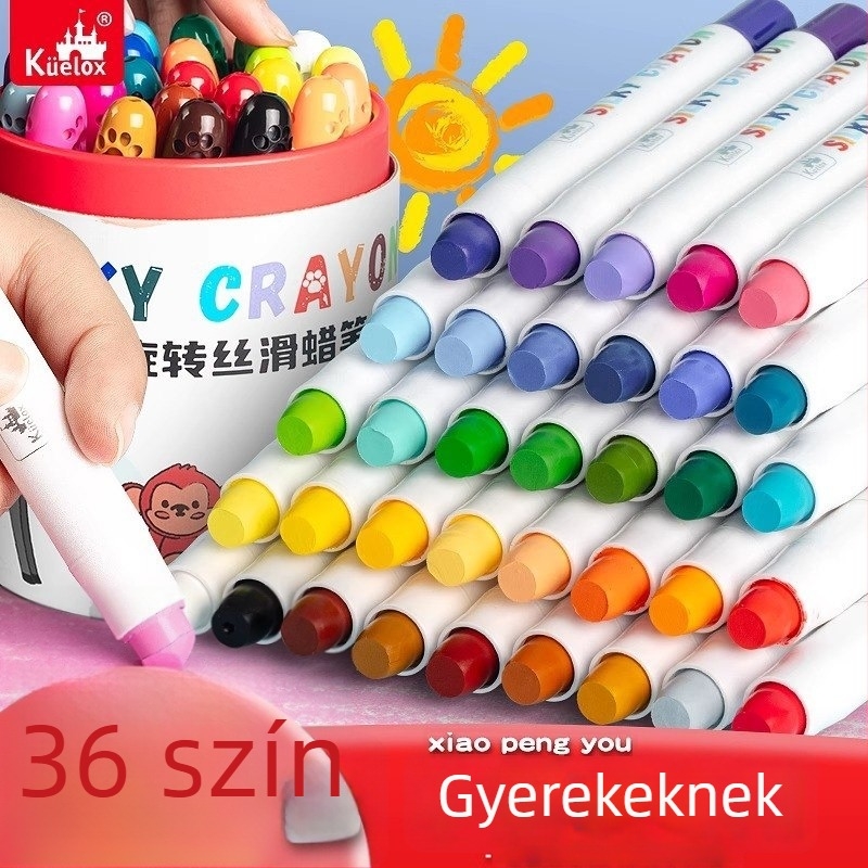 GROBES Forgó kréta festéshez, Rotating crayon sorozat, műanyag test, kerek hegy, radírozható