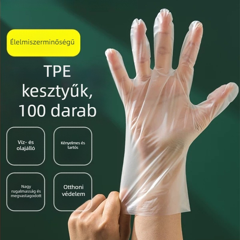 Élelmiszer-minőségű egyszer használatos kesztyűk, átlátszó, selyemvirág anyag, minta 69850, lebomló