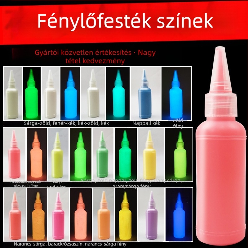 Fénylő akrilfesték, 60 ml, víz alapú, világít a sötétben, fal- és műtermi festéshez