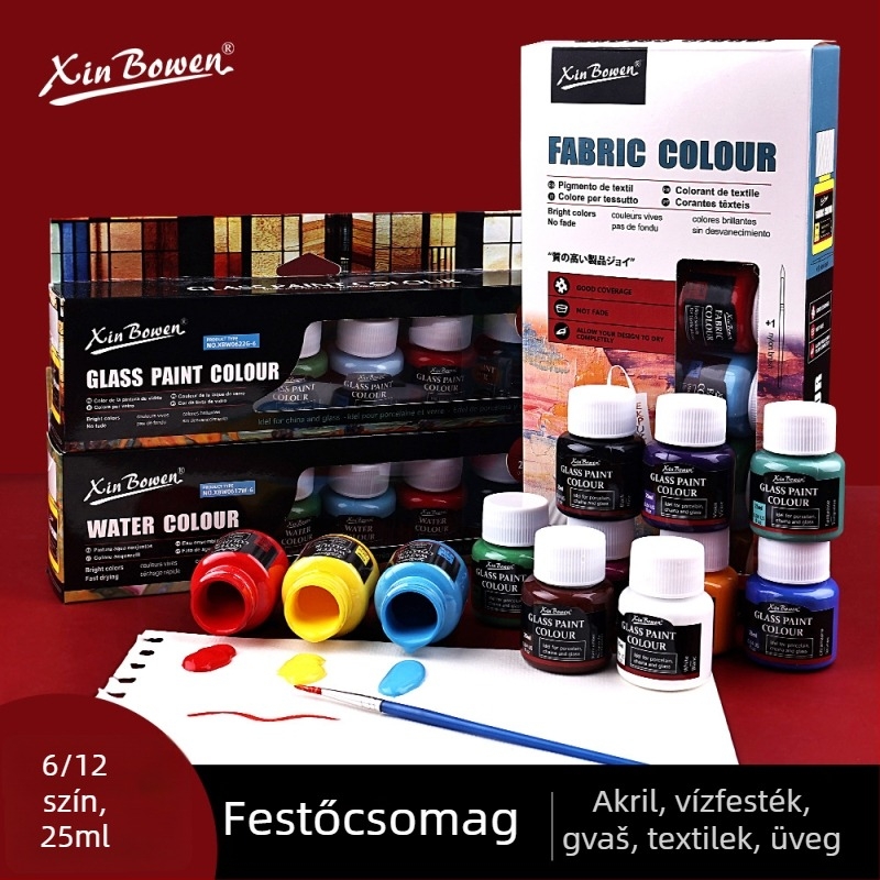 Xin Bowen festékkészlet – olaj-, akril-, akvarell- és gouache festékek; dobozban csomagolva; kapacitás: 25 ml; festéshez.