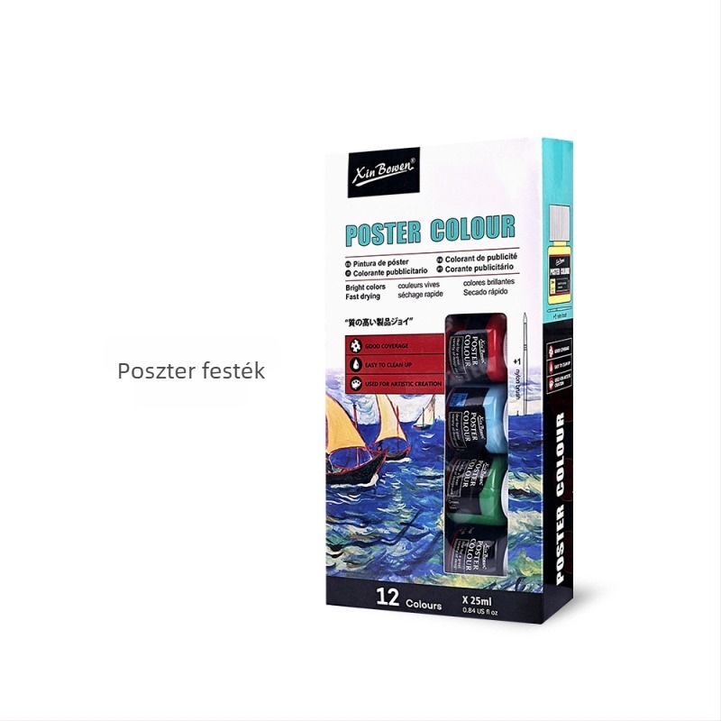 Xin Bowen festékkészlet – olaj-, akril-, akvarell- és gouache festékek; dobozban csomagolva; kapacitás: 25 ml; festéshez.