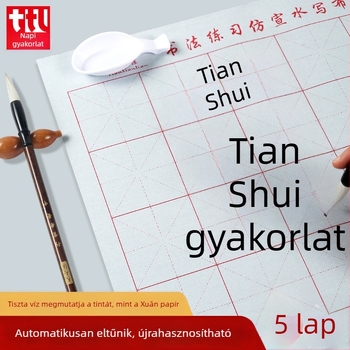 Vízírásos vászon tollkészlet ecsettel, Oxford anyagból, imitált rizspapír és rizs rács gyakorlólapok