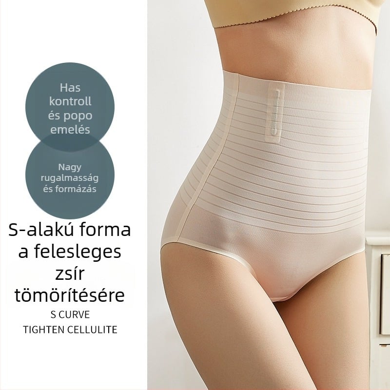 Magas derekú formázó női alsó, has támasz és csípőemelés, lélegző Ice Silk kötött anyag, 60% nylon, pamut bélés a részen